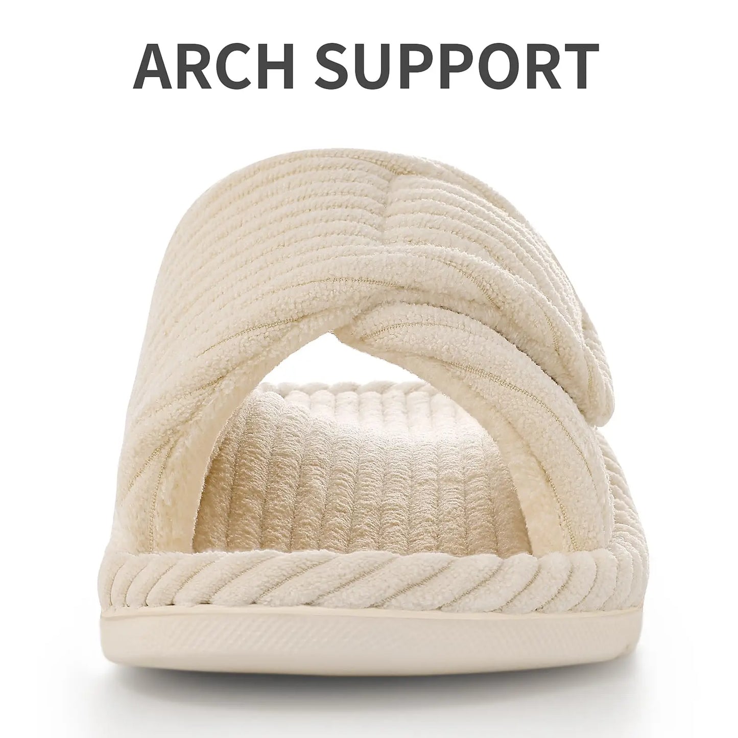 Women's Adjustable Open Toe Slippers with Corduroy Material