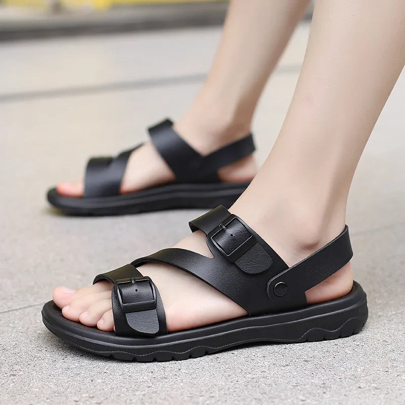 Men's PU Leather Sandals - Non-Slip, Breathable, Comfortable Footwear