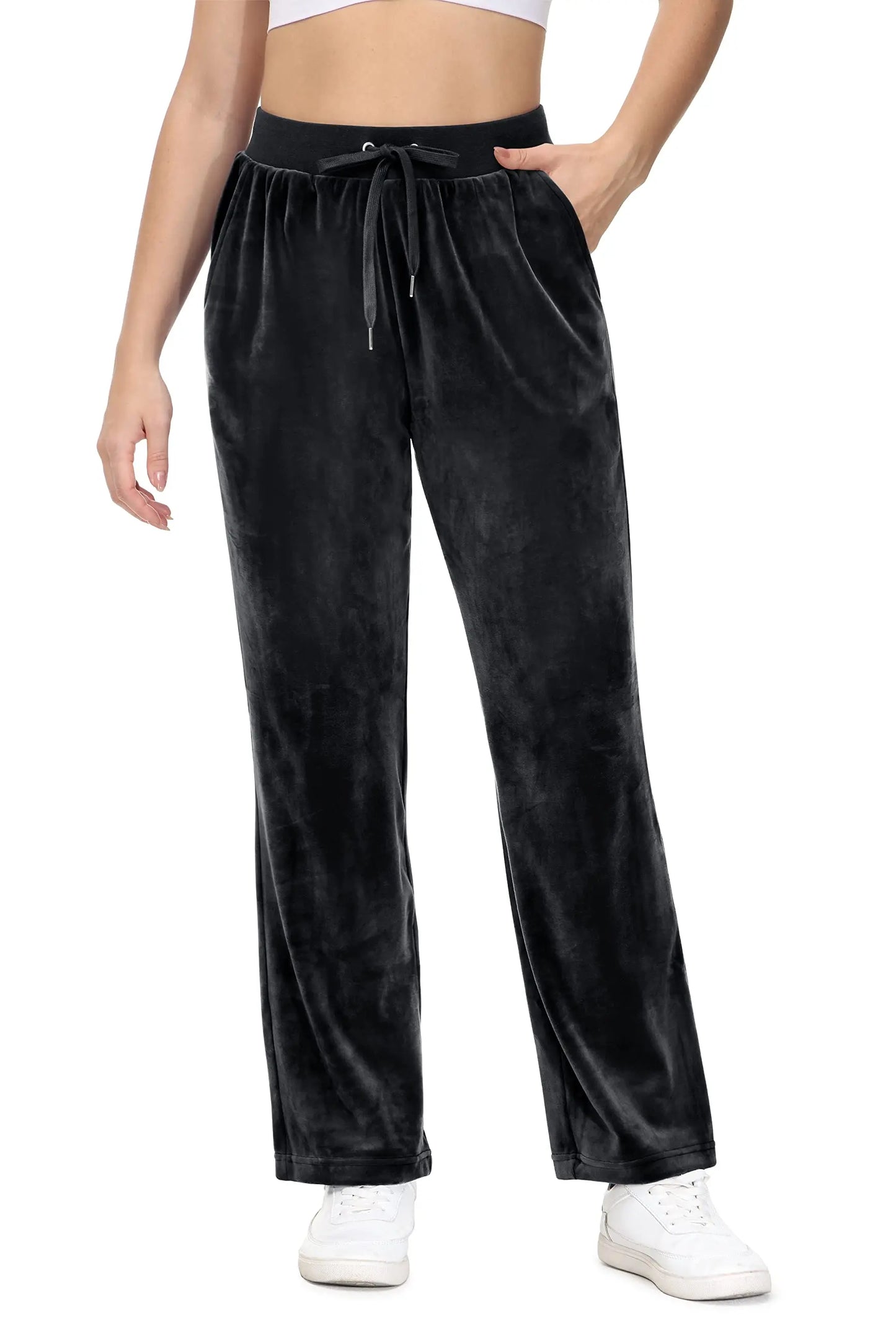 Women's Fleece Jogger Sweatpants with Drawstring and Elastic Waist