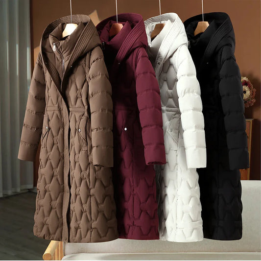 Women's Down Cotton-Padded Hooded Parka Jacket with Detachable Sleeves