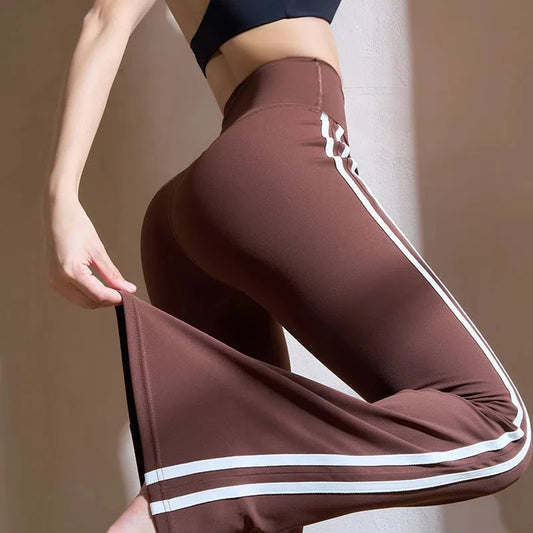 Women's Striped Micro-Flare Wide-Leg Pants - Stylish & Comfortable Leggings for Women
