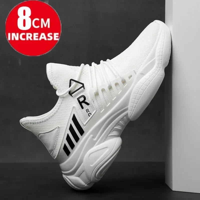 Men's Elevator Sneakers with 8cm Height-Increasing Insole – Breathable Mesh Design