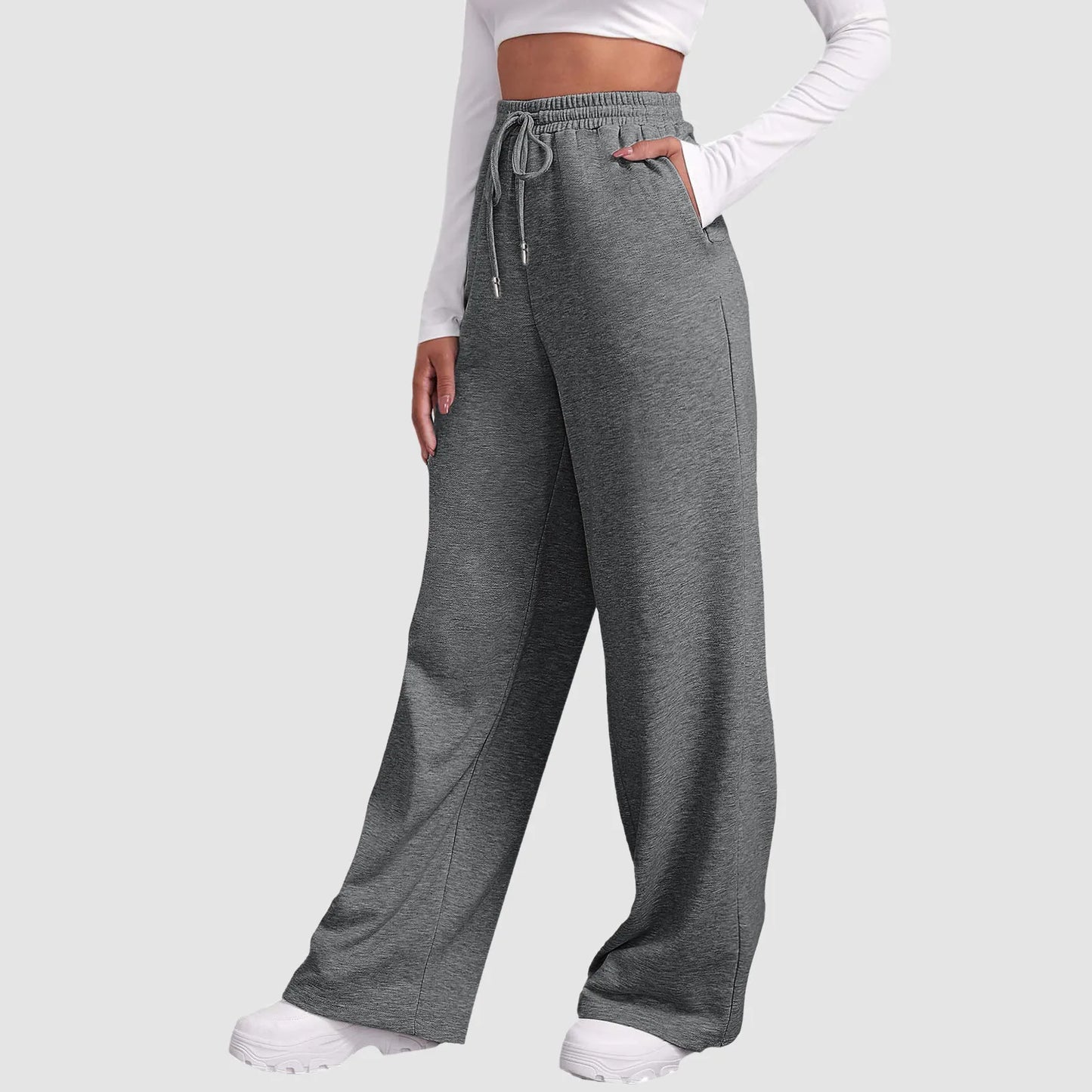 Women's Fleece-Lined Wide Leg Sweatpants/Joggers - Various Colors