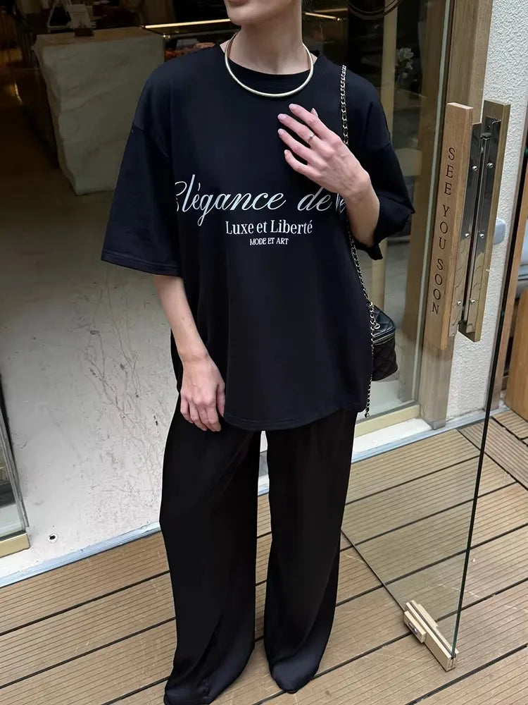 High Waist Satin Casual Women's Trousers with Lace-Up & Elastic Waist – Loose Fit for Comfort and Style