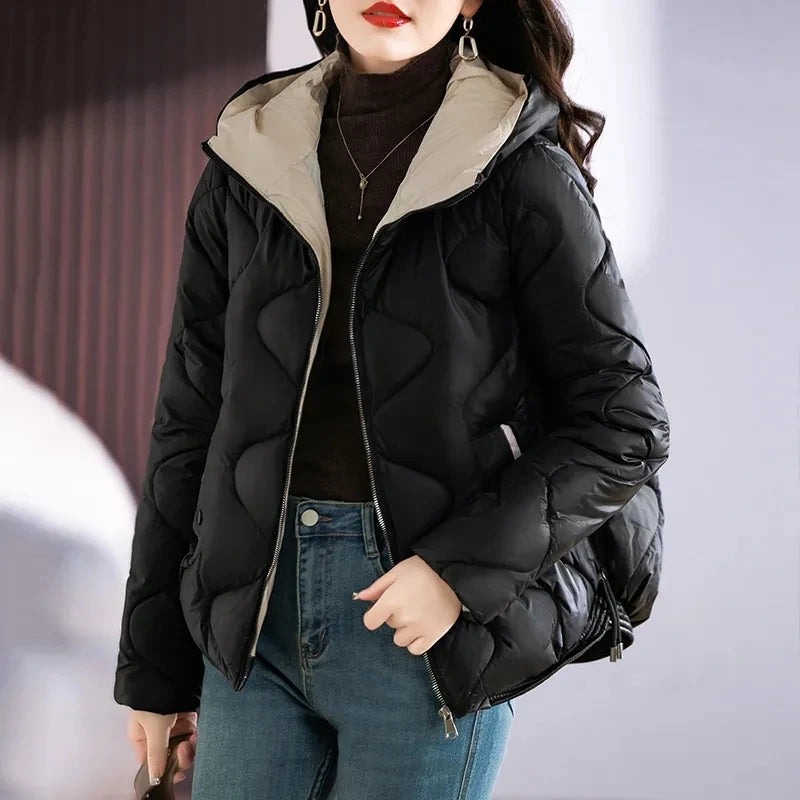 Women's Hooded Winter Parka Jacket – Thick, Warm Cotton-Padded Coat