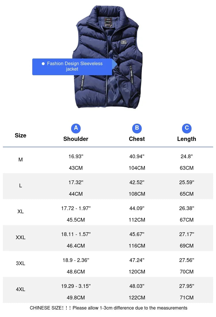Men's Padded Vest Jacket with Zipper Pockets - Lightweight & Warm