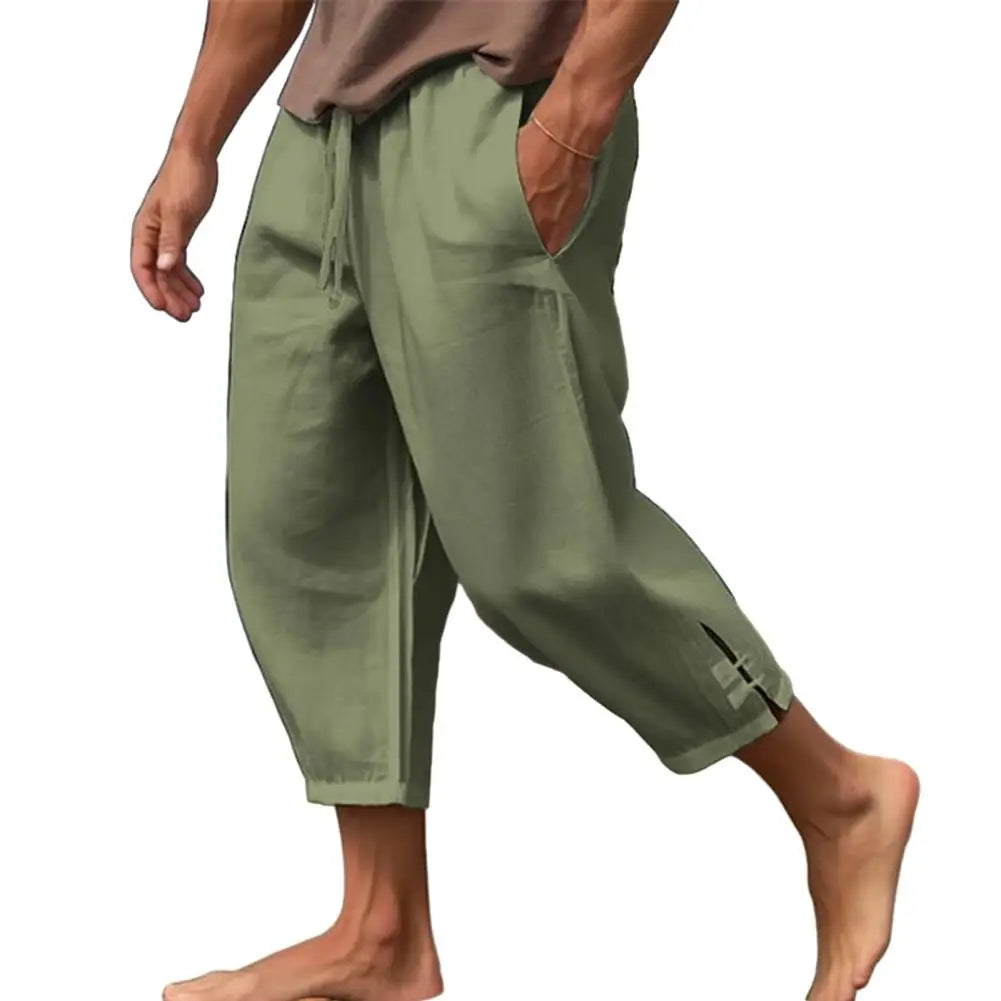 Men's Oversized Linen Trousers with Large Pockets