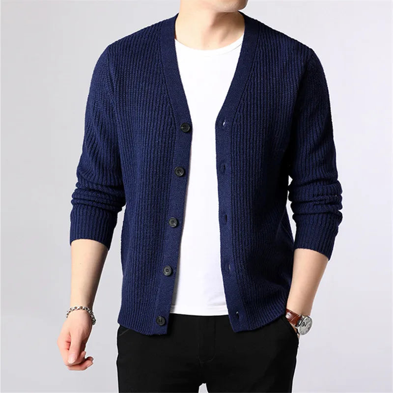 Men's Cardigan - Single Breasted Casual Knit Sweater