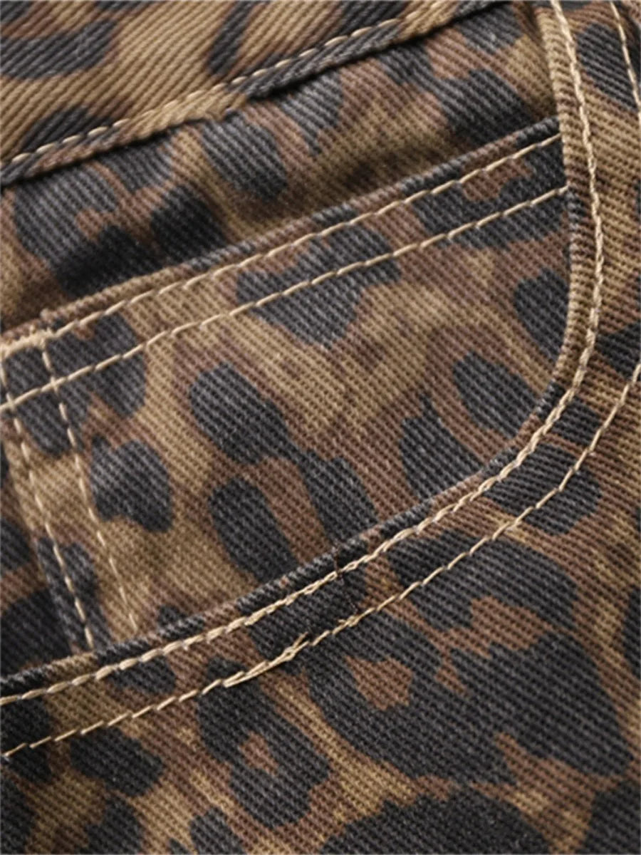 Tan Leopard Print Wide-Leg Pants for Women - Oversized Style Pants