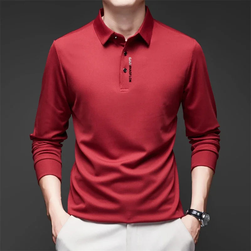 Men's Breathable Casual Long Sleeve Polo Shirt