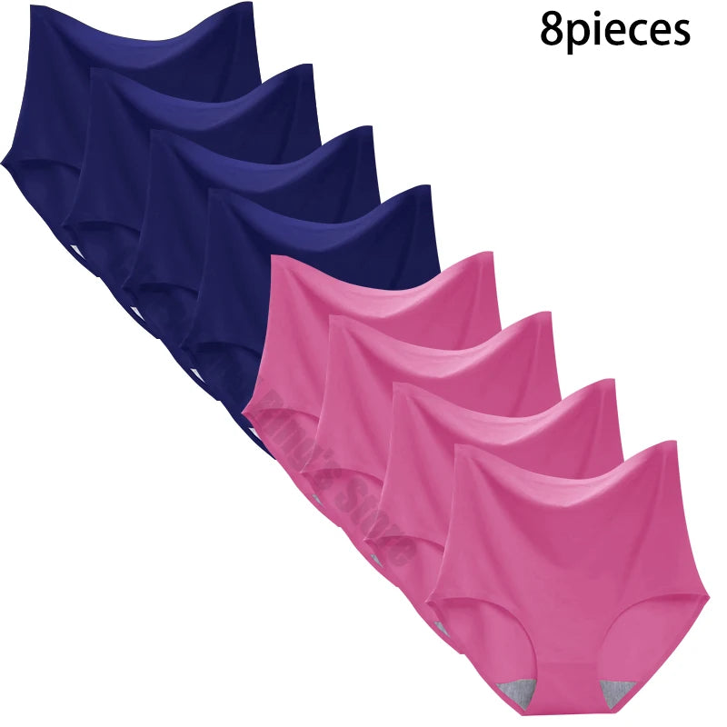 8-Pack Women’s Ice Silk Seamless Triangle Briefs - Comfortable, Tight Fit, Elastic Underwear Set