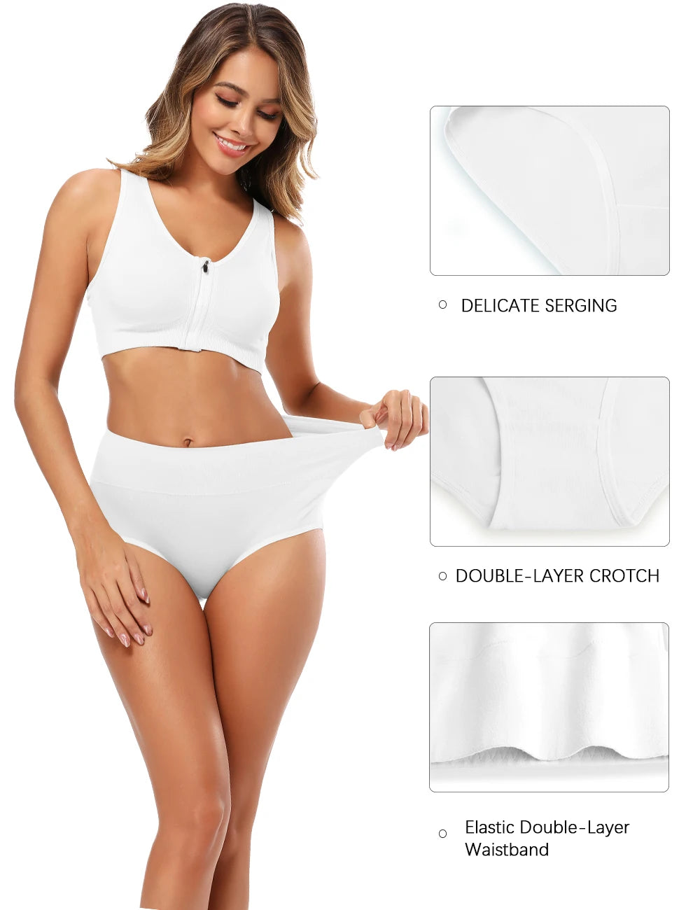 5-Piece Women's Breathable Cotton High-Cut Belly Control Panties