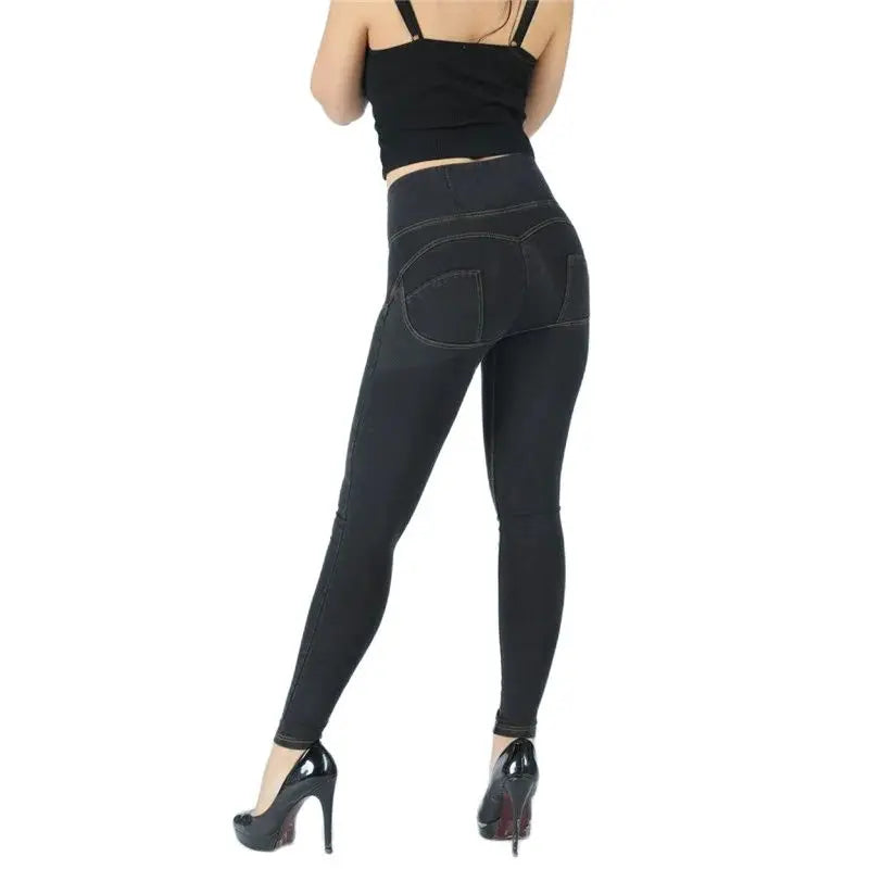 High-Waisted Women's Denim Jeans - Slim Fit Pencil Pants for Women