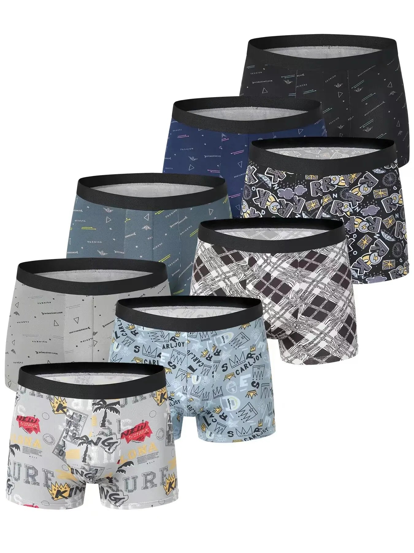 4-Pack Men's Comfortable Hipsters with Assorted Pattern Prints
