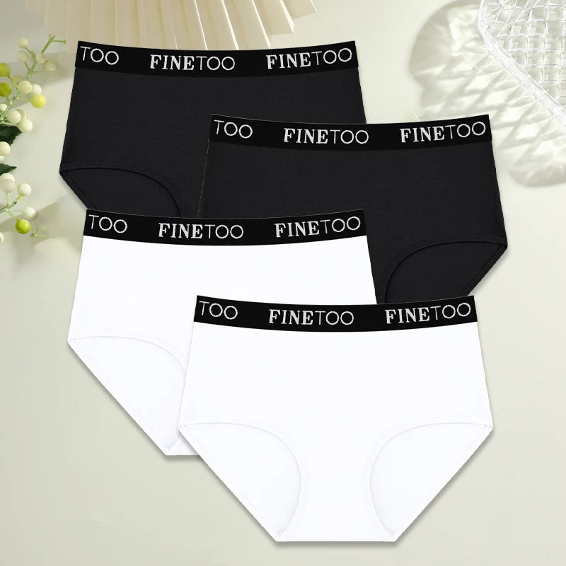Women's 4-Piece Cotton High-Waist Seamless Breathable Elastic Underwear