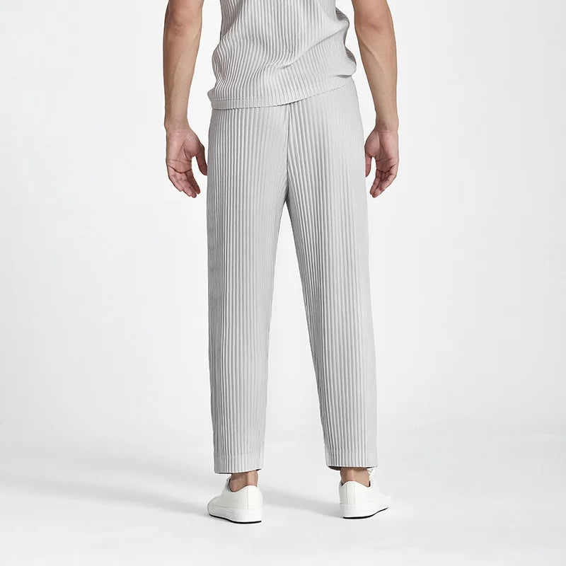 Men's Casual Straight Fit Pleated Pants