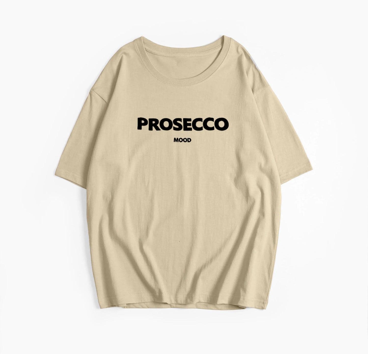 Cotton "Prosecco Mood" Print T-Shirt for Women - Casual Loose Fit Tee by Hirsionsan
