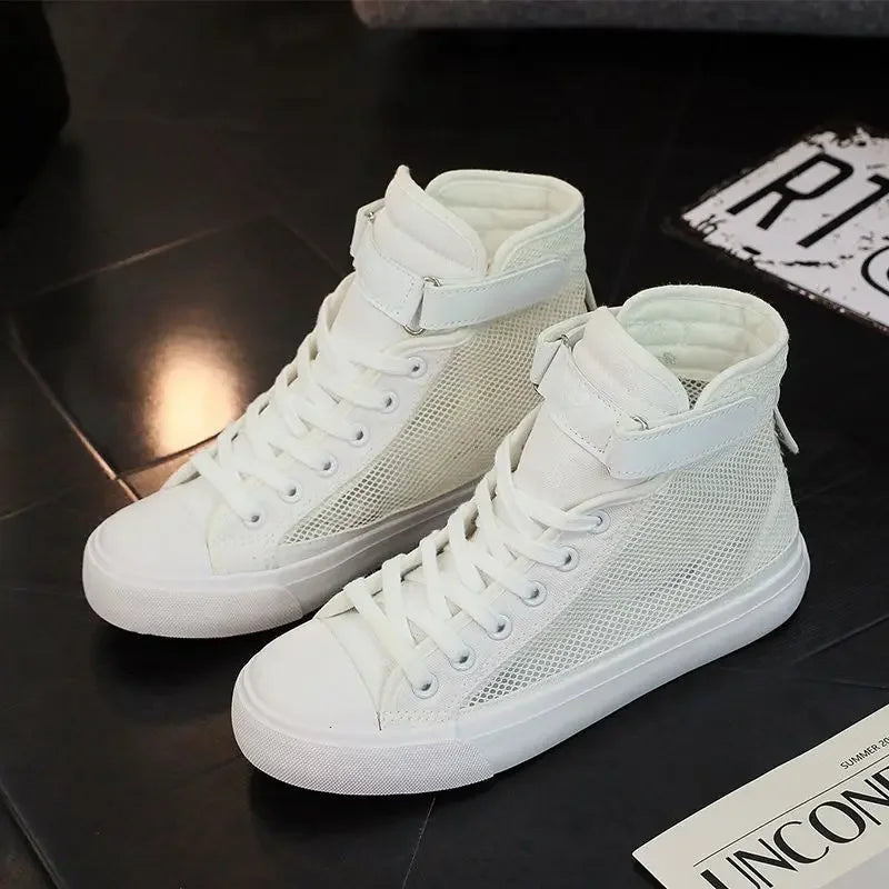 Women's High Top Mesh Lace-Up Sneakers