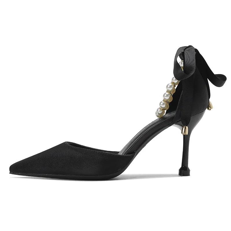 Women’s Thin- Pearl Butterfly Design and Pointed Toe High Heels