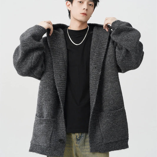 Men's Wool Knit Hoodie Cardigan - Warm, Stylish Woolen Sweater for Men