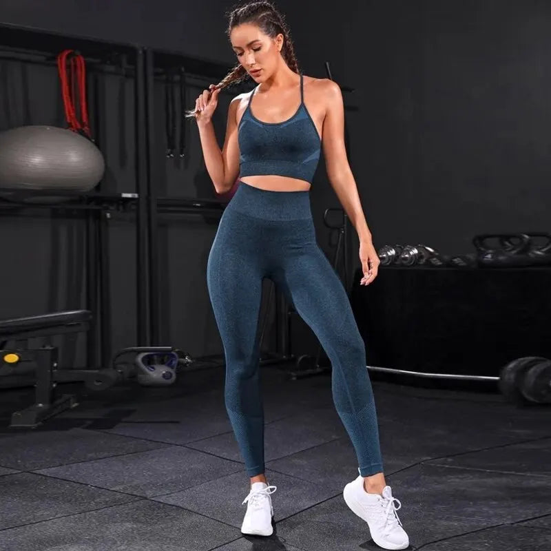 Women's Seamless Bra and Leggings Set – 2-Piece Fitness & Lounge Activewear for Women