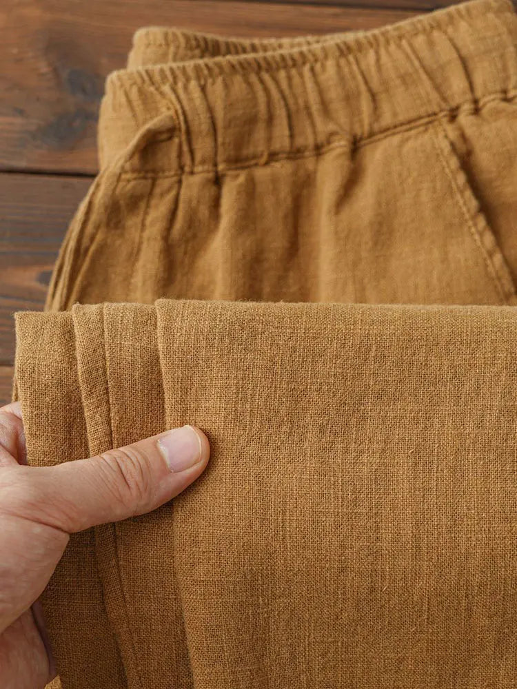 Men's Casual Lightweight Cotton Linen Wide Leg Pants