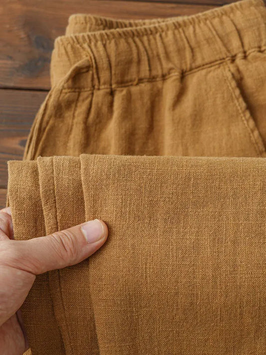 Men's Casual Lightweight Cotton Linen Wide Leg Pants