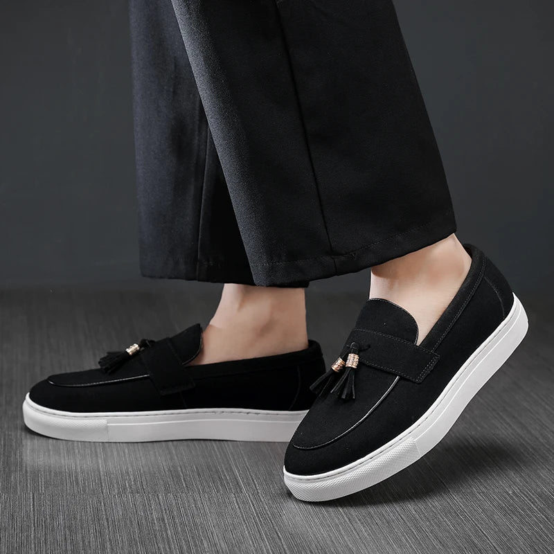 Luxury Men's Suede Tassel Loafers – Comfortable Stylish Dress Shoes
