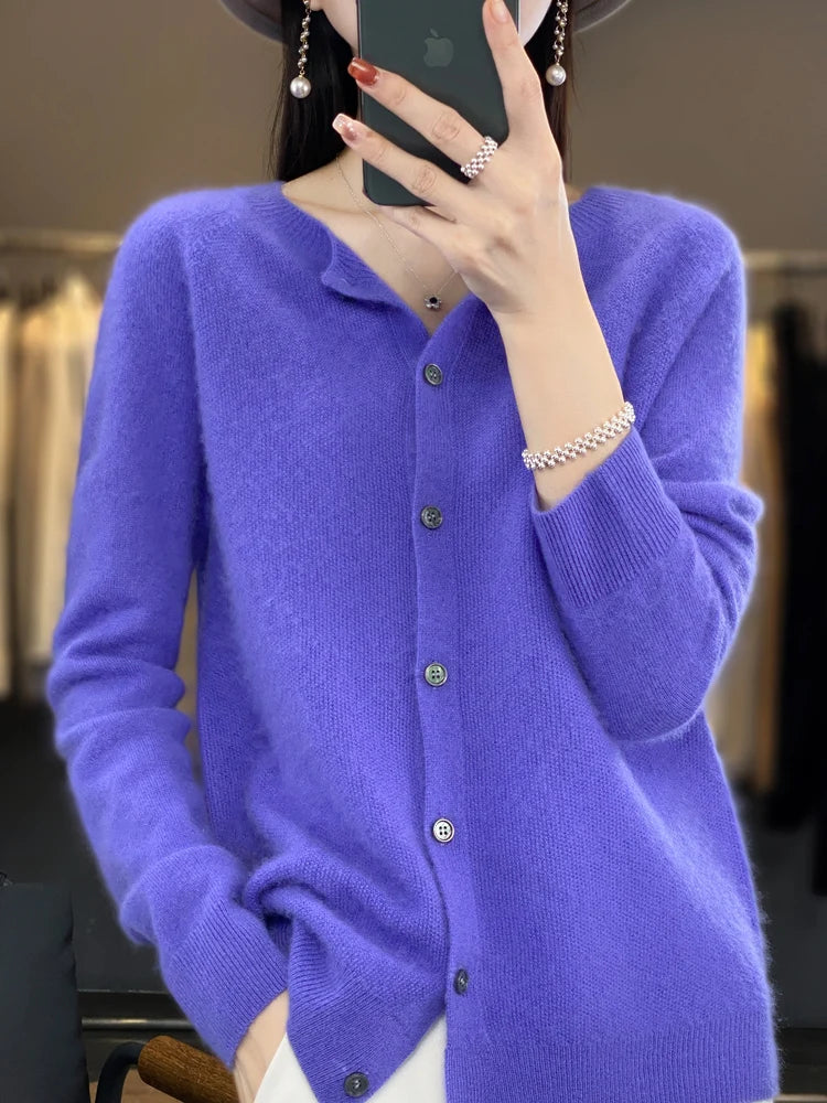 Women's Long Sleeve Merino Wool Cardigan