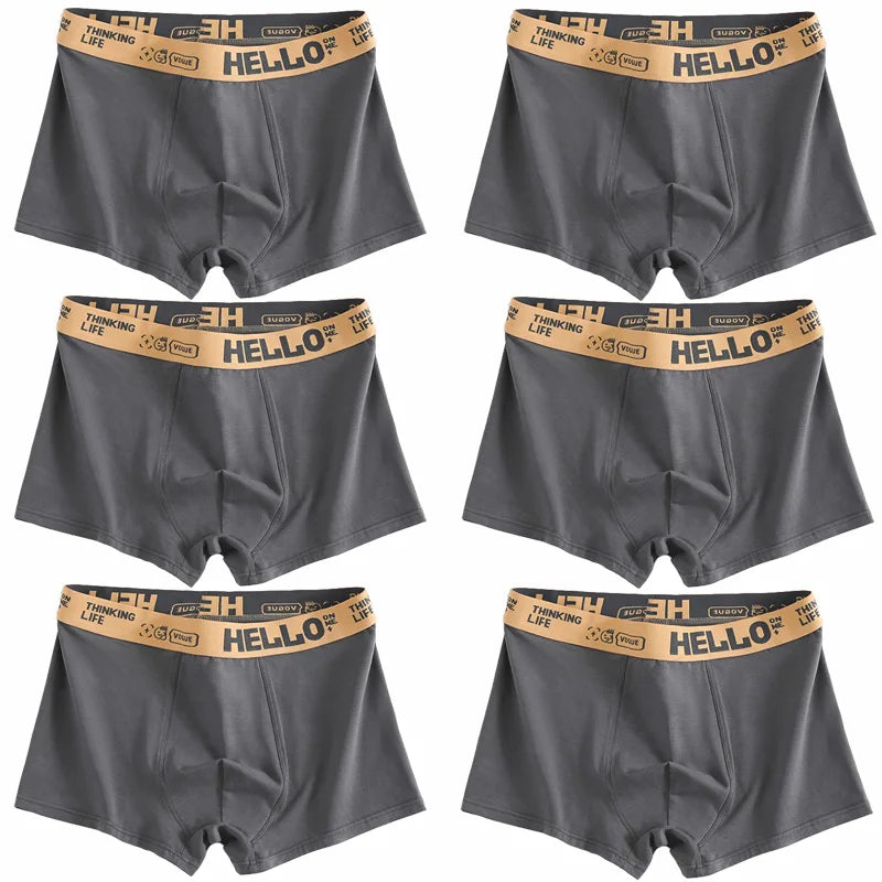 6-Piece Men's Cotton Underwear Set - Breathable Boxer Shorts - Various Colors