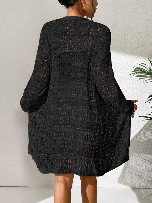 Elegant Women's Mid-Length Knitted Cardigan