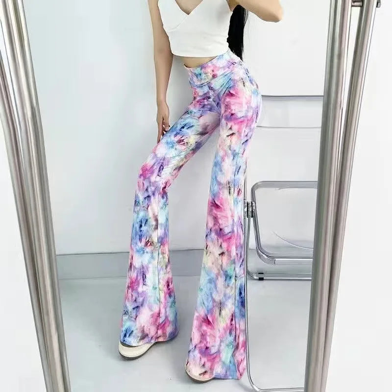 Women's Slim High Waist Striped Flare Pants