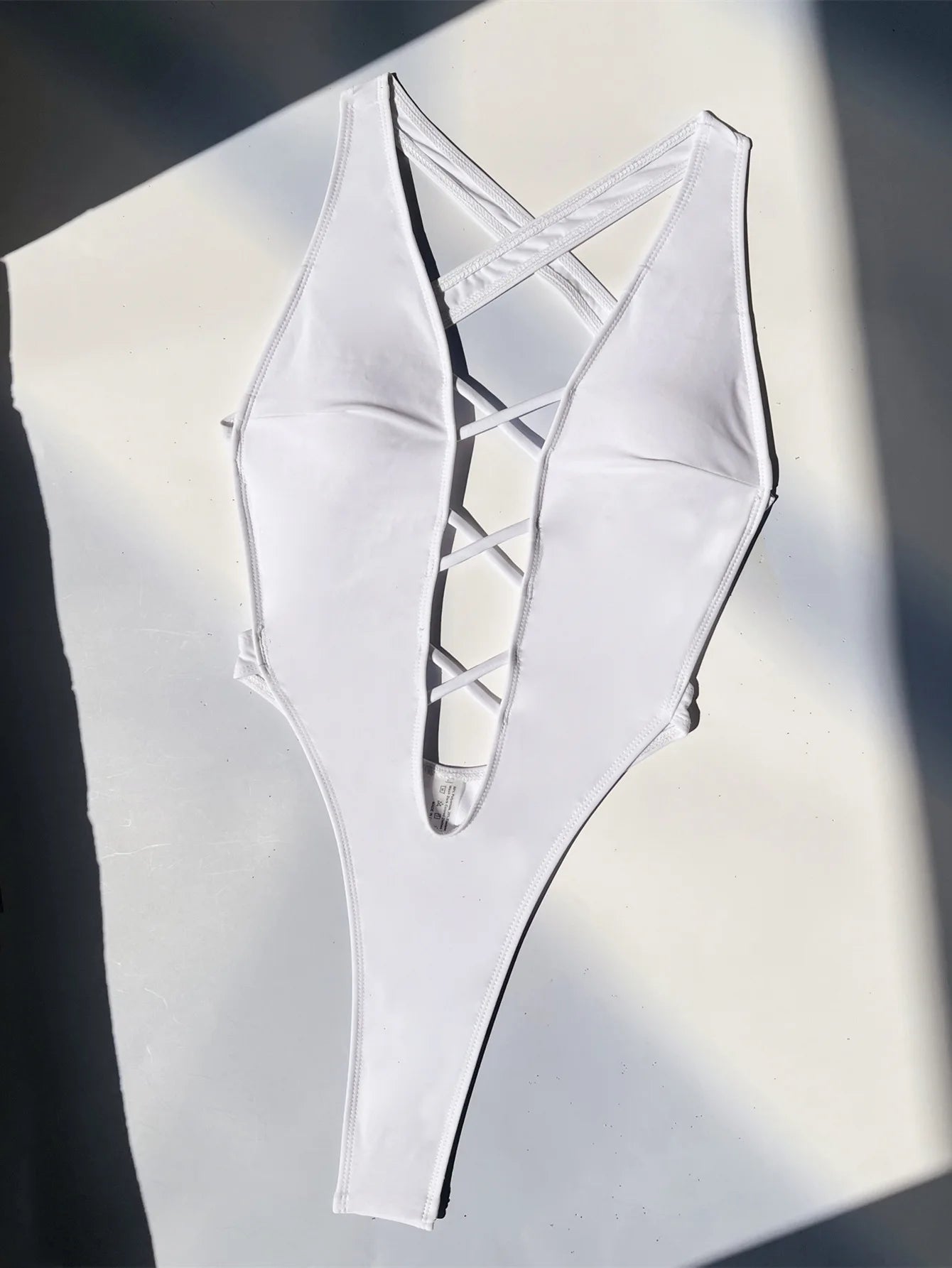 Women's Criss Cross Backless High Cut One-Piece Swimwear