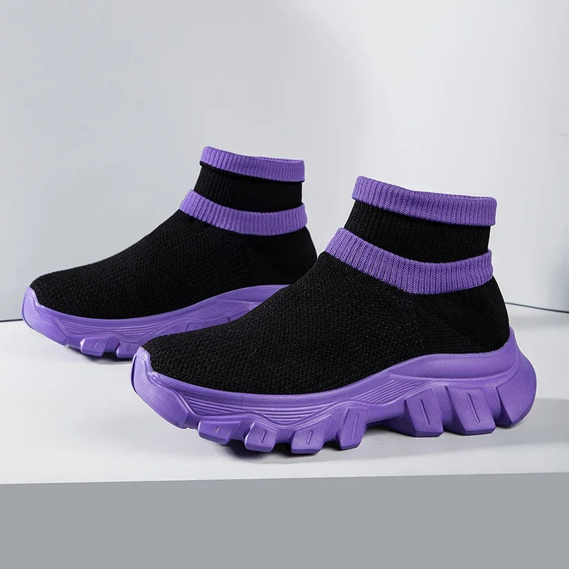Women's Light Ankle Sock Boots – With Non-Slip Thick Soles - Various Colors