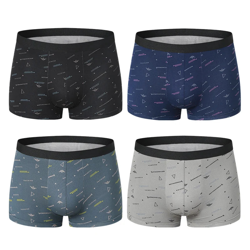 4-Pack Men's Comfortable Hipsters with Assorted Pattern Prints