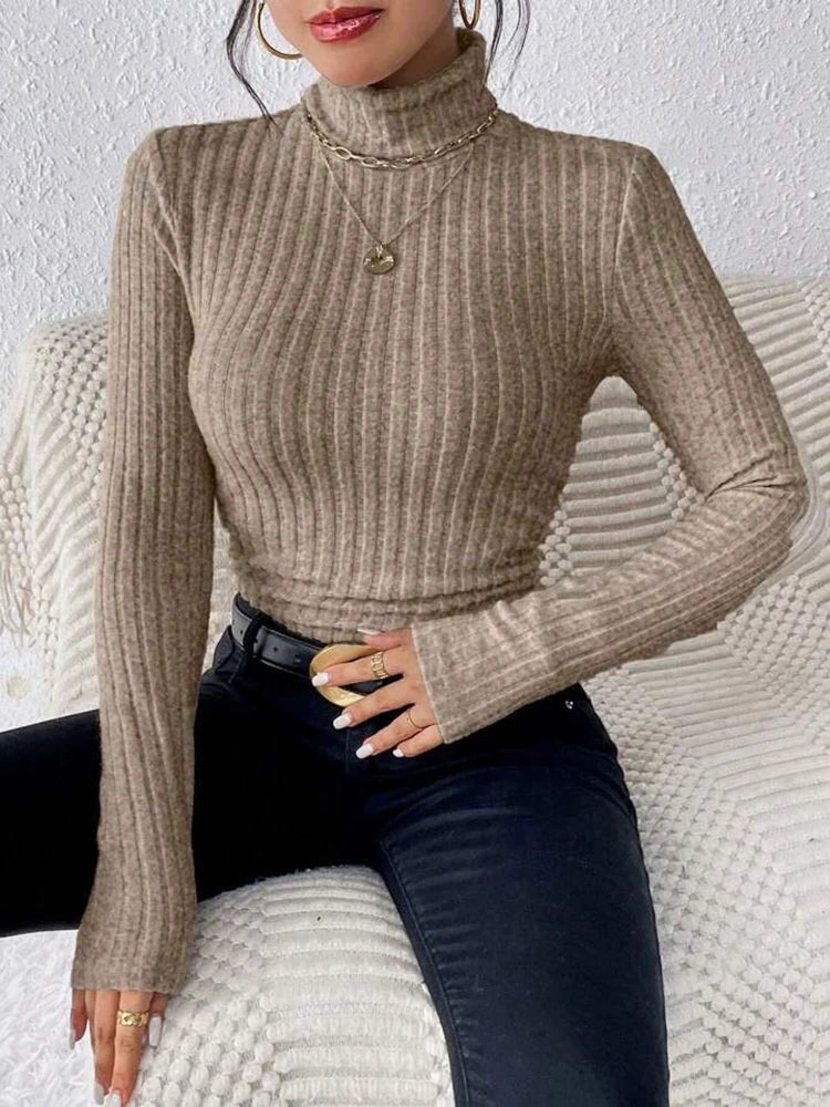 Women's Long Sleeve Slim Fit Turtleneck Sweater