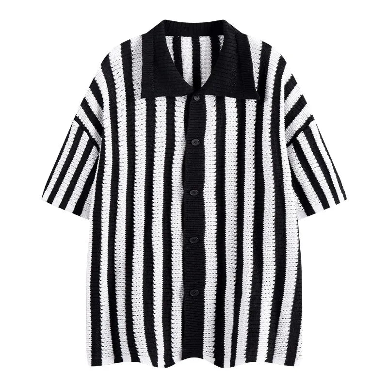 Men's Knitted Casual Sweater Shirt – Loose Fit, Breathable & Comfortable