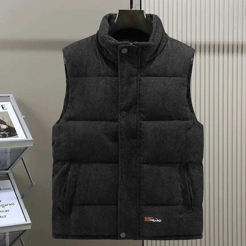 Men's Padded Corduroy Vest Jacket - Thick & Sleeveless