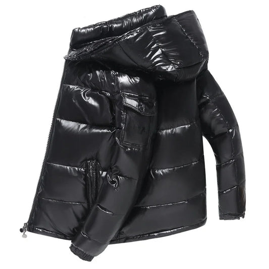 Men's Glossy Hooded Down Parka Jacket
