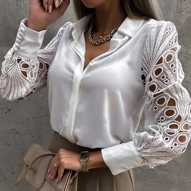 Lace Hollow Out Blouse for Women