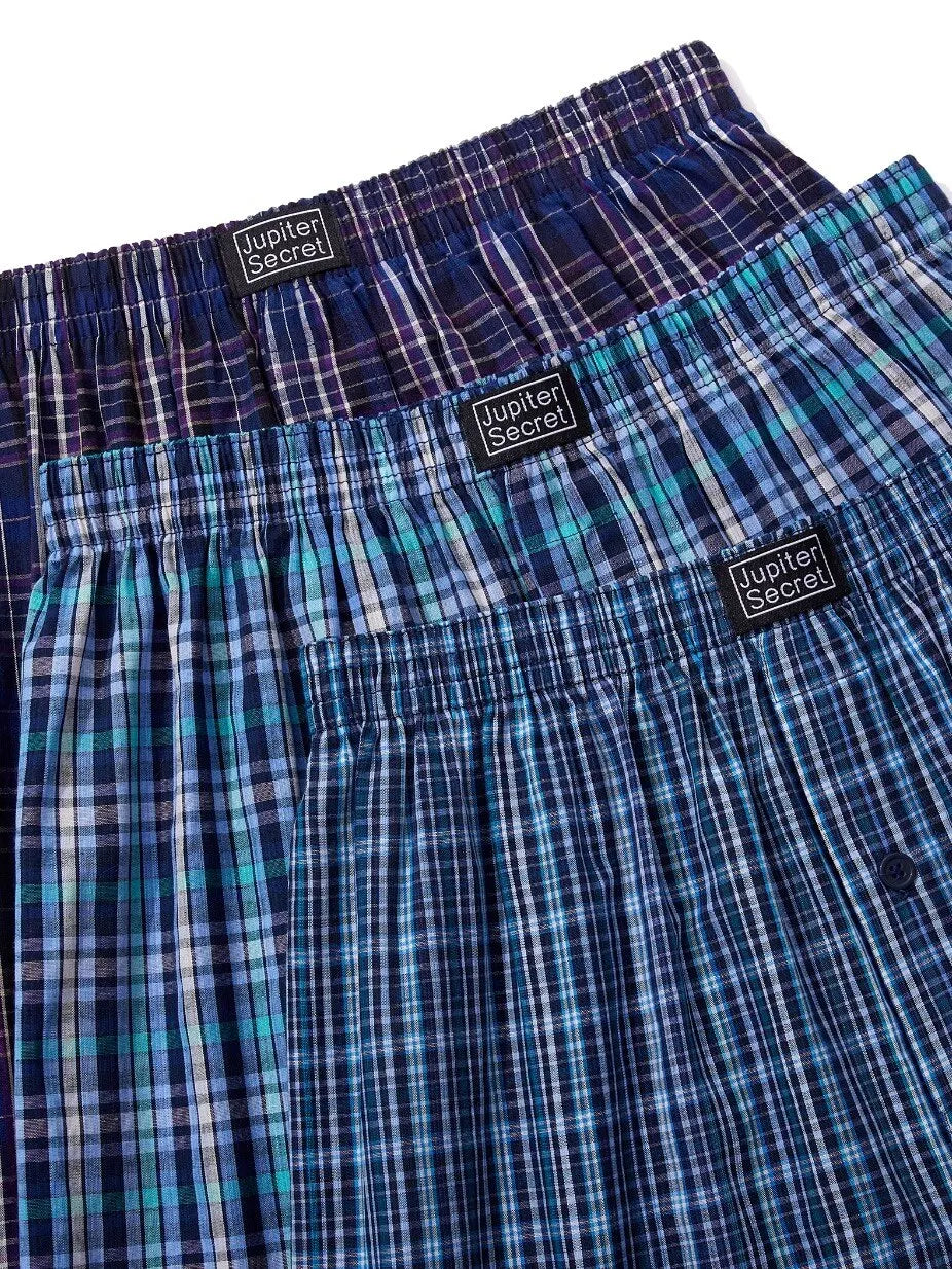 6-Pack Men's Woven Boxer Shorts with Elastic Waistband - Assorted Colors