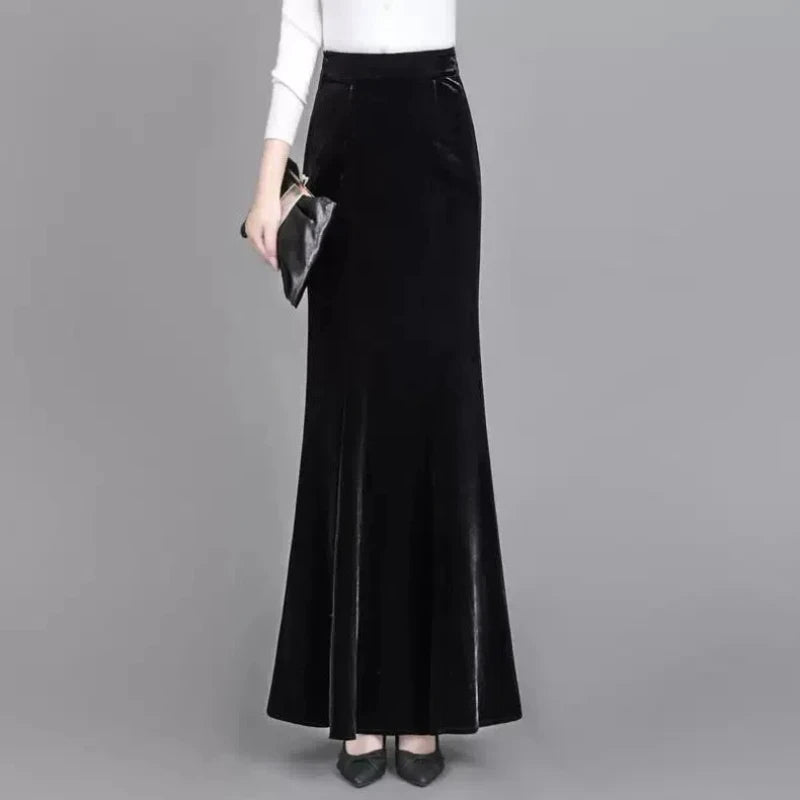 Women's Velvet Fishtail Slim Skirt – Elegant & Stylish Velvet Skirt for Women