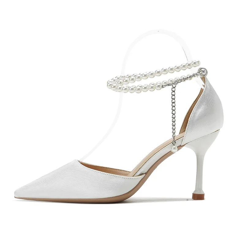 Women’s Thin- Pearl Butterfly Design and Pointed Toe High Heels