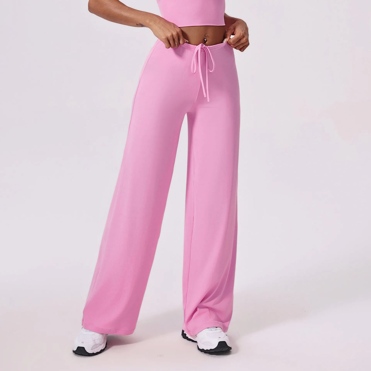 Women's Wide Leg Flare Pants with Drawstring