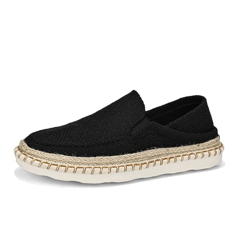 Comfortable Men's Slip-On Flats - Breathable Canvas Linen Loafers
