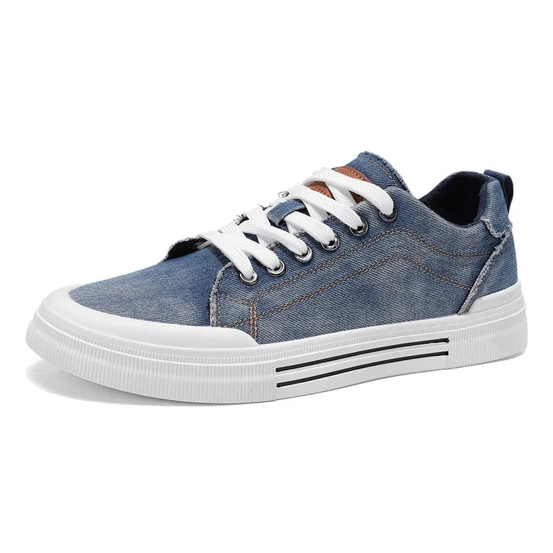Men's Vulcanized Canvas Lace-Up Sneakers – Stylish & Durable Casual Shoes