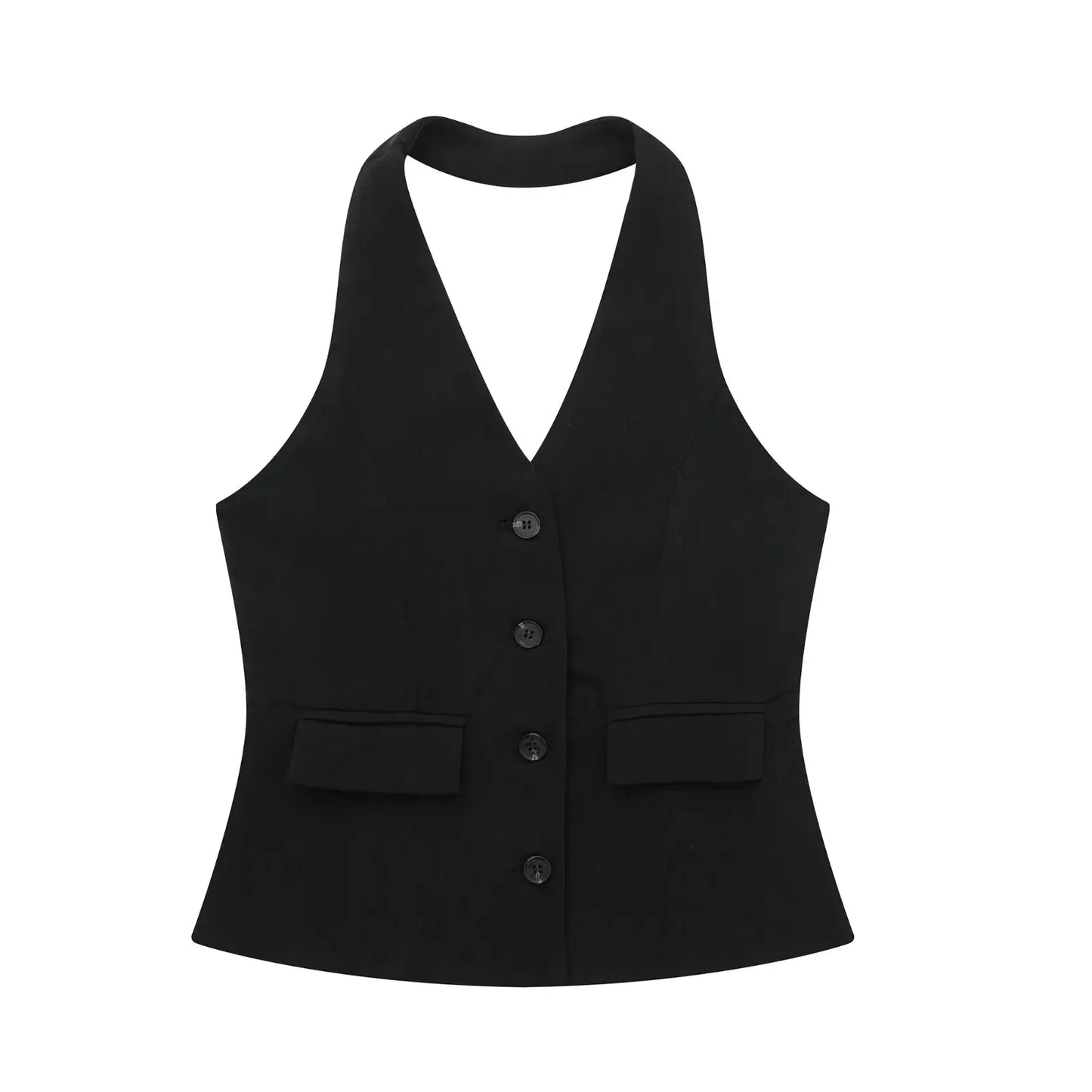 Women's Halter Neck Sleeveless Vest Top & Wide-Leg Pants 2-Piece Set