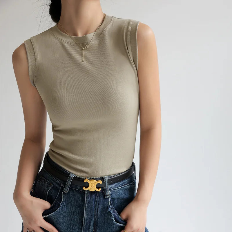 Women's Cotton Round Neck Camisole Vest