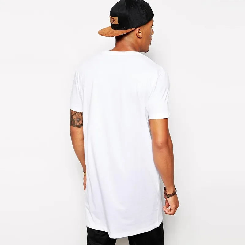 Men's Long Cotton T-Shirt - Comfortable & Stylish Fit for Everyday Wear