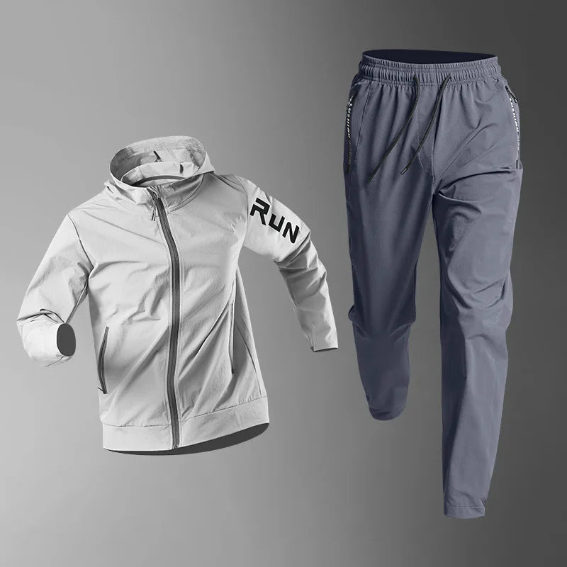 Men's Quick Dry Fitness Set: 2-Piece Jacket and Sweatpants Combo - Loose Fit
